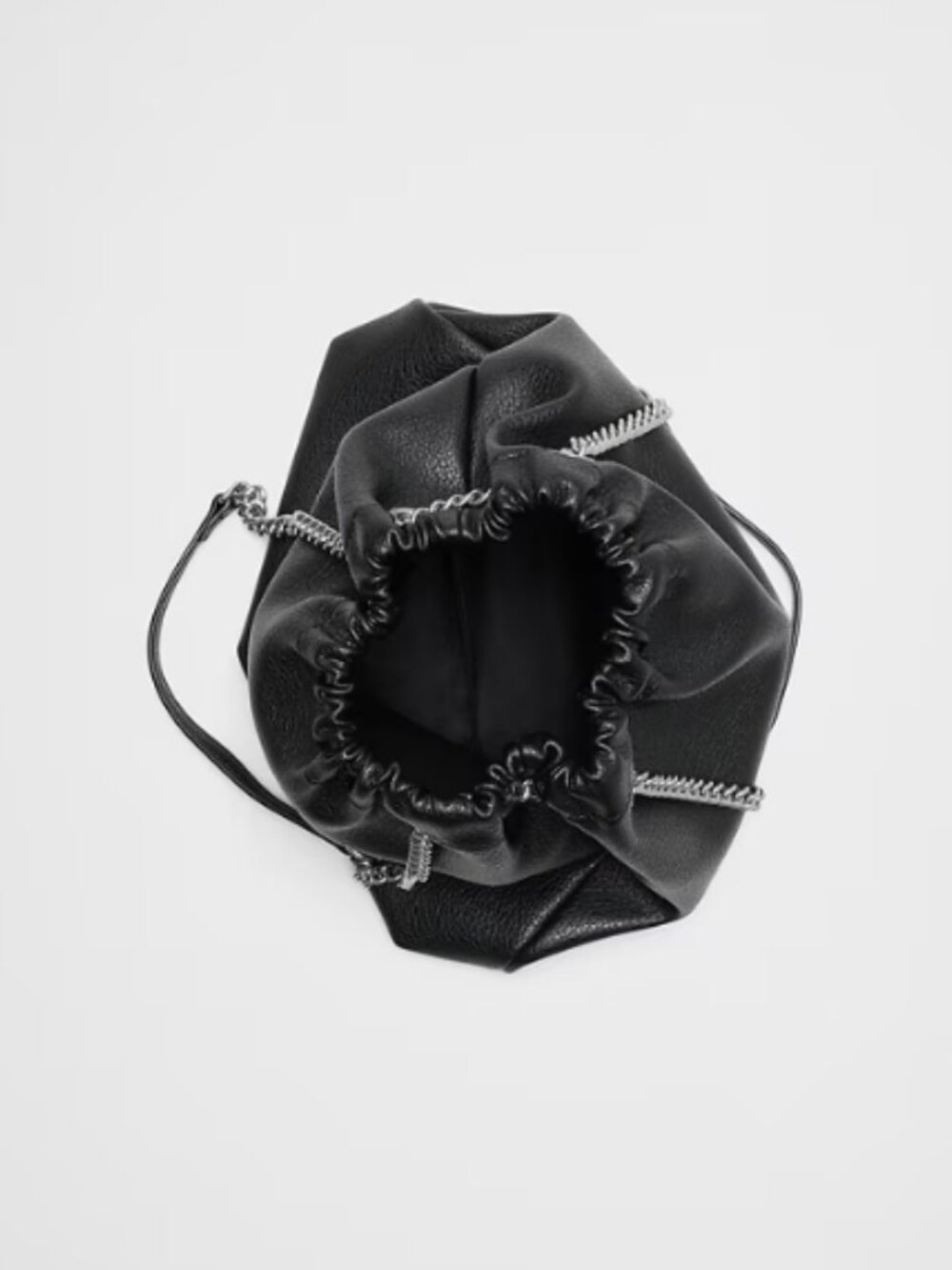 Banana Republic Factory - Black Vegan Leather Gathered Chain Bucket Bag - Picture 2 of 4